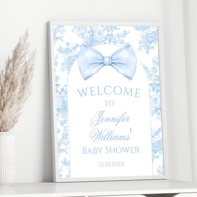 Póster Toile Blue Bow Tye Baby Shower Welcome Sign (Subido por el creador)
