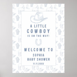 Póster Toile Blue Cowboy Bienvenida a la ducha de bebé