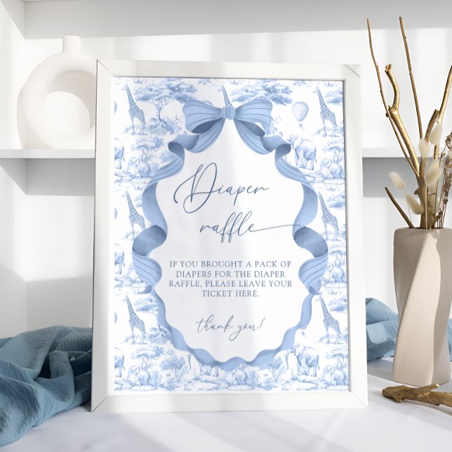 Póster Toile de Jouy Blue Safari Animales Diaper Raffle (Subido por el creador)