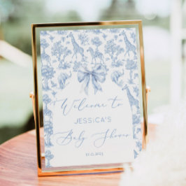 Póster Toile de Jouy Safari Bebé ducha Bienvenida