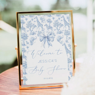 Póster Toile de Jouy Safari Bebé ducha Bienvenida