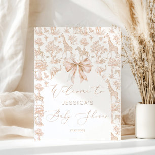 Póster Toile de Jouy Safari Bebé ducha Bienvenida