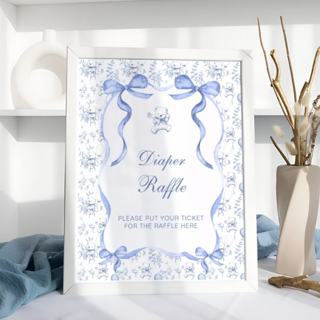 Póster Toile De Jouy Teddy Bear Baby Shower Diaper Raffle (Subido por el creador)