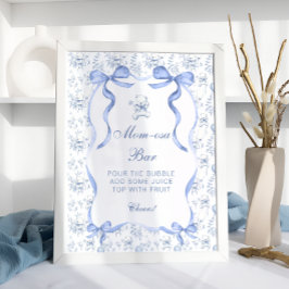 Póster Toile De Jouy Teddy Bear Baby Shower Mom-osa Bar