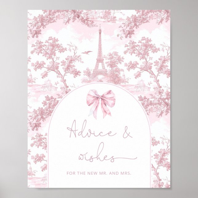Póster Toile pink Paris advice and wishes for Newlyweds (Frente)