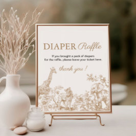 Póster Toile Safari Baby Shower Diaper Raffle Sign