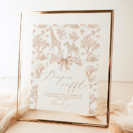 Póster Toile Safari Diaper raffle Boho