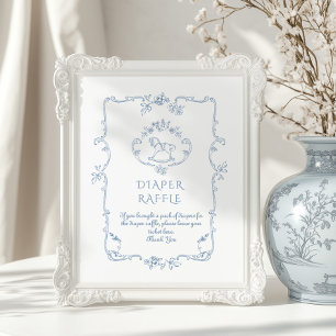Póster Toile Vintage Chinoiserie Diaper raffle