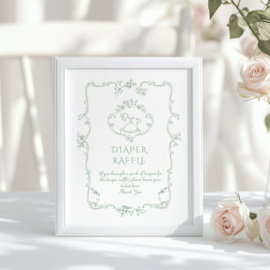 Póster Toile Vintage Chinoiserie Diaper raffle