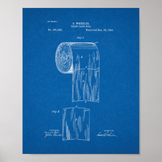 Póster Toilet Paper Roll Patent - Blueprint