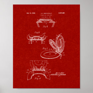Póster Toilet Seat And Cover Patent - Burgundy Red