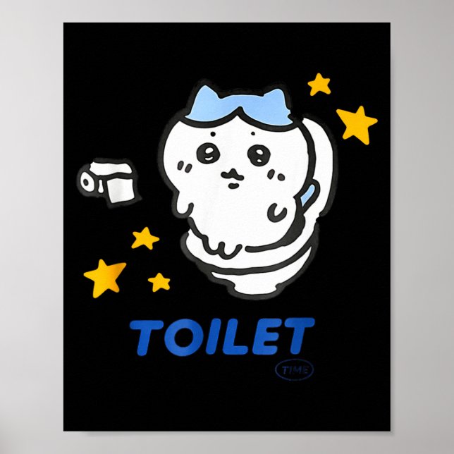 Póster Toilet Time Chikawa Meme Funny Tee  (Frente)