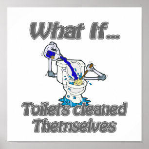 Póster toilets cleaned themselves