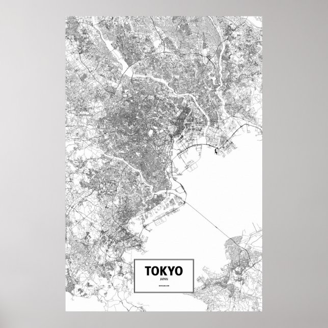Póster Tokio, Japón (negro sobre blanco) (Frente)