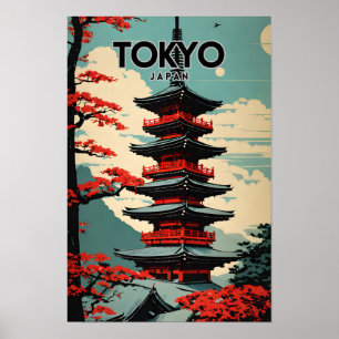 Póster Tokio Japón Nostálgico viaje retro