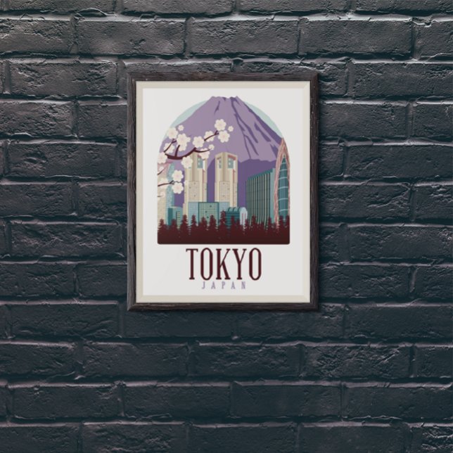 Póster Tokio Japón Viajes de época Japón (Tokyo Japan Vintage Travel Poster)