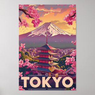 Póster Tokio Japón Vintage Famoso lugar de viaje