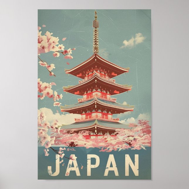 Póster Tokio Japón Vintage Famoso lugar de viaje (Frente)