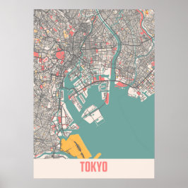 Póster Tokio - Mapa de la ciudad de Chalk en Japón
