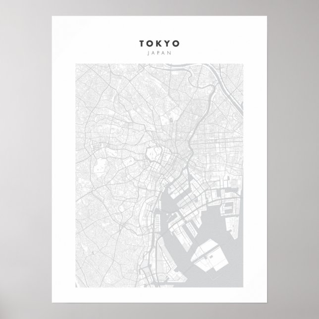 Póster Tokio - Poster de mapas de la ciudad blanca de Jap (Frente)