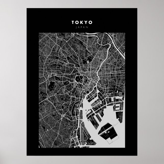 Póster Tokio - Poster del mapa de la ciudad oscura de Jap (Frente)