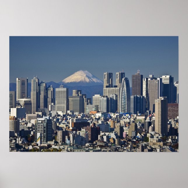 Póster Tokio, Shinjuku District Skyline, Monte Fuji, (Frente)
