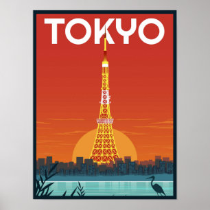 Póster Tokio Tower Japón viajes Regalos retro