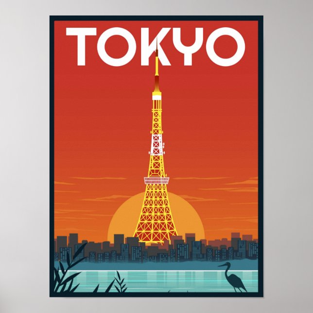 Póster Tokio Tower Japón viajes Regalos retro (Frente)