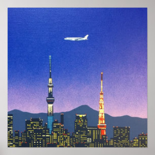 Póster Tokyo Japan Skyline 80's Hiroshi Nagai Art