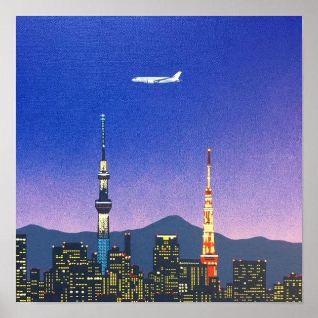 Póster Tokyo Japan Skyline 80's Hiroshi Nagai Art (Frente)