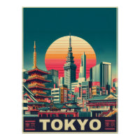 Tokyo Japón viajes RETRO regalos de skyline