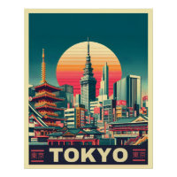 Tokyo Japón viajes RETRO regalos de skyline