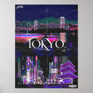 Póster Tokyo Neon Night Skyline Poster - Vibrant Urban Ci