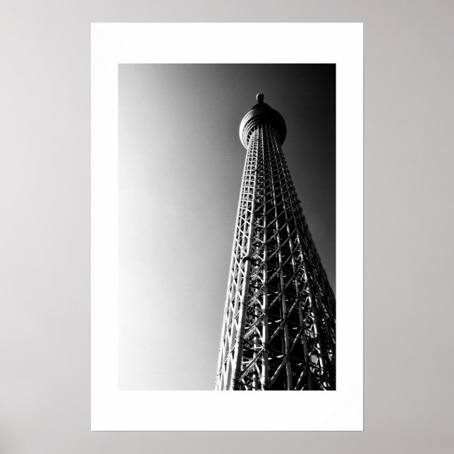 Póster Tokyo Skytree (blanco y negro) (Frente)
