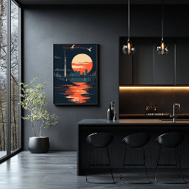 Póster Tokyo Sunset - Silhouettes en línea urbana de Skyl