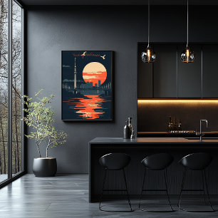 Póster Tokyo Sunset - Silhouettes en línea urbana de Skyl