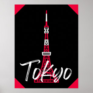 Póster Tokyo Tower Sketch de Minato, Tokio, Japón
