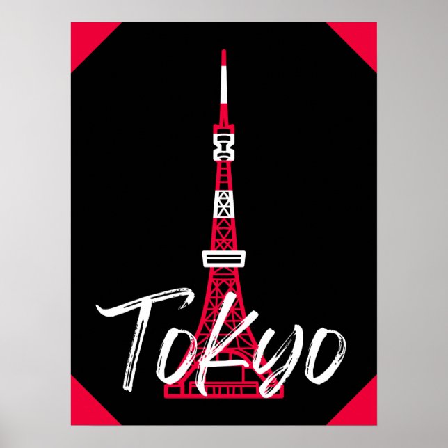 Póster Tokyo Tower Sketch de Minato, Tokio, Japón (Frente)