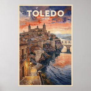 Póster Toledo España Viaje Vintage