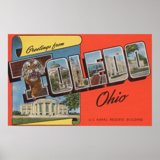 Póster Toledo, Ohio - Edificio de la Reserva Naval de Est (Frente)