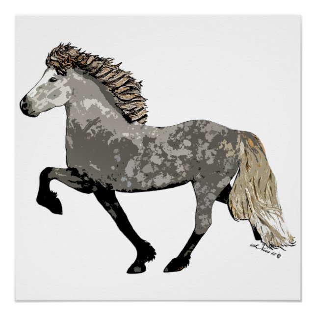 Póster Tolendo el caballo islandés Art Deco Astrid (Anverso)