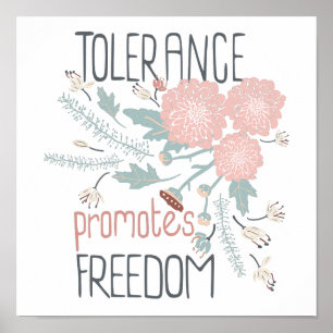 Póster Tolerancia promueve la libertad en la botella rosa