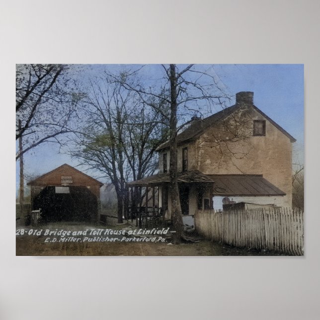 Póster Toll House Covered Bridge Linfield PA (Frente)