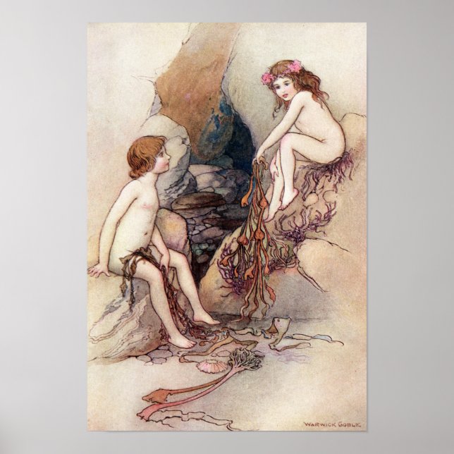 Póster Tom encuentra un bebé de agua por Warwick Goble (Frente)