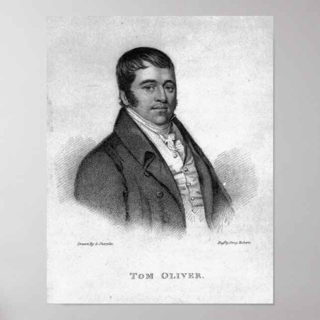 Póster Tom Oliver, grabado por Percy Roberts (Frente)