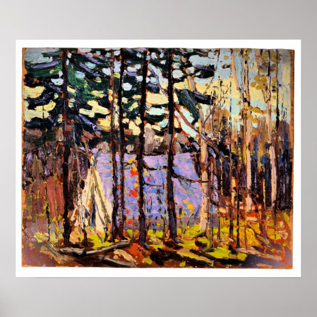 Póster Tom Thomson - Campamento de artistas, Lago Canoe (Frente)