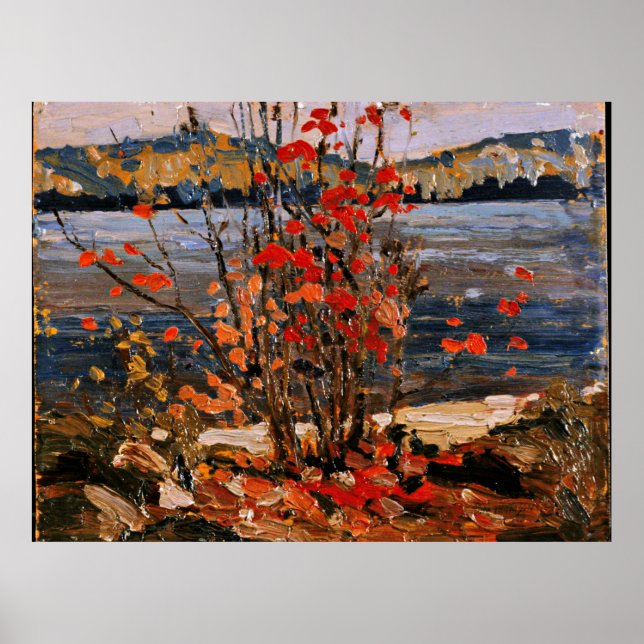 Póster Tom Thomson - Lago y árbol rojo (Frente)