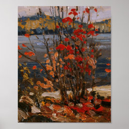 Póster Tom Thomson pinta el lago y el árbol rojo Ontario