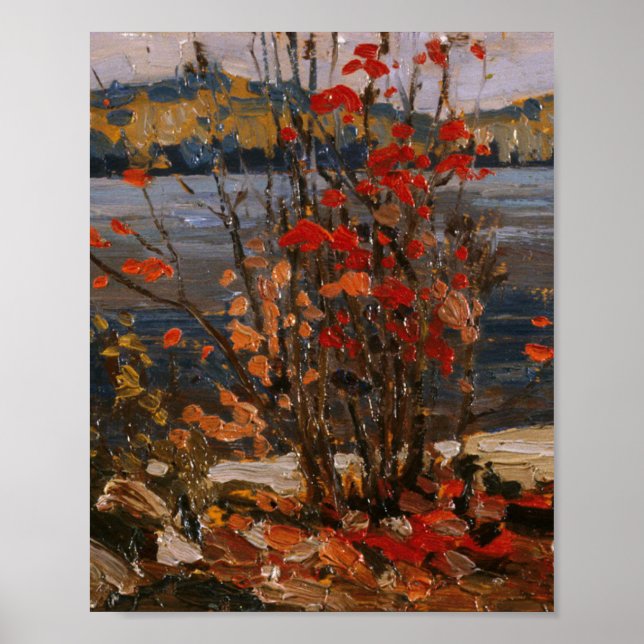 Póster Tom Thomson pinta el lago y el árbol rojo Ontario (Frente)