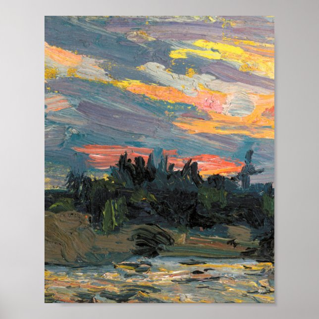 Póster Tom Thomson Pintando Cañón Sunset Lago Ontario (Frente)